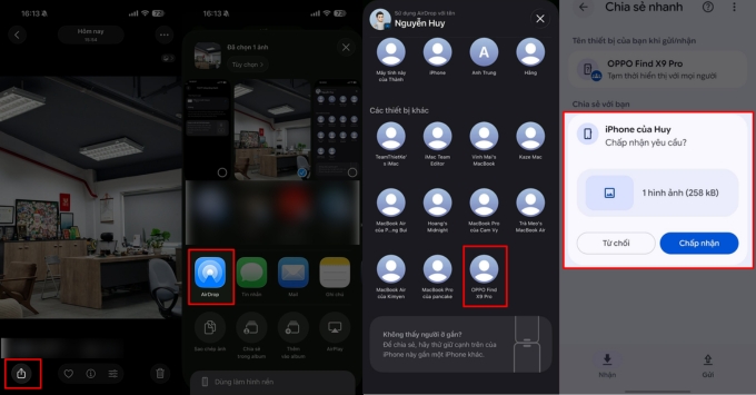 Hướng dẫn cách chia sẻ ngược lại từ iPhone sang máy OPPO