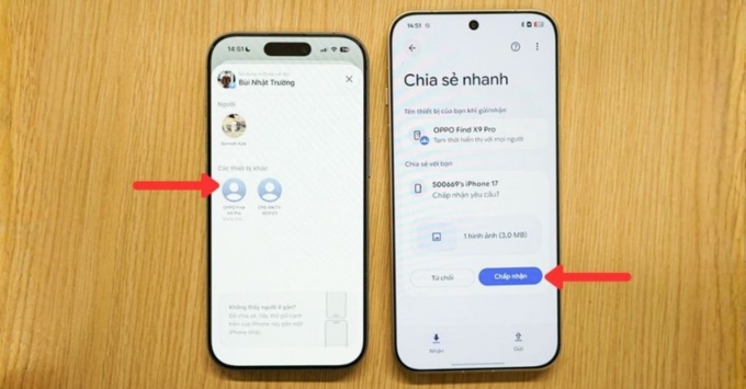 Khắc phục lỗi không AirDrop được từ OPPO sang iPhone khi Đứt gãy luồng truyền tải giữa chừng