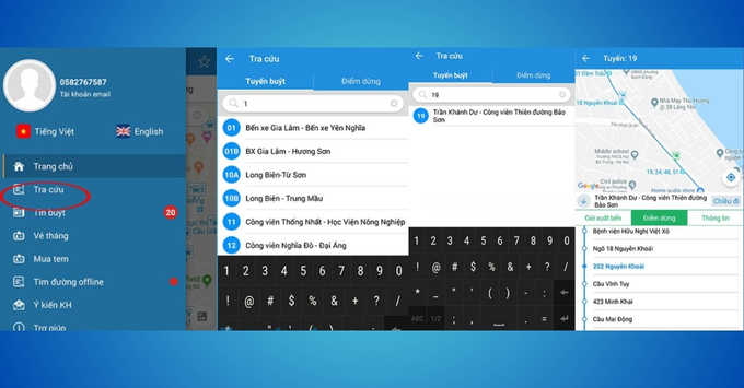 Cách tìm tuyến xe Buýt trên điện thoại bằng Ứng dụng Tìm Buýt: Giao diện tối giản, tập trung vào chức năng nhanh chóng