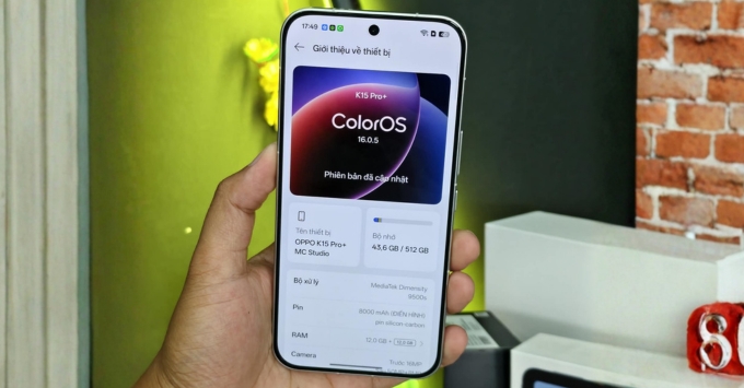 Oppo K15 Pro Plus chạy hệ điều hành Android 15, giao diện ColorOS 16, tối ưu mượt mà và nhiều tính năng thông minh