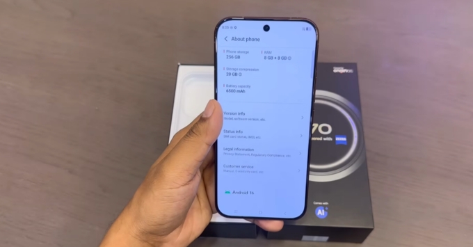 Pin vivo V70 dung lượng lớn 6500mAh, hỗ trợ sạc nhanh 90W cho thời gian sử dụng dài