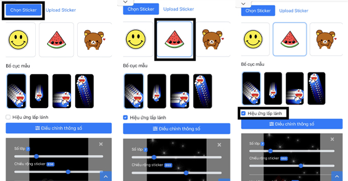 Cách tạo hình nền sticker phát sáng trên iPhone truy cập vào website và chọn sticker