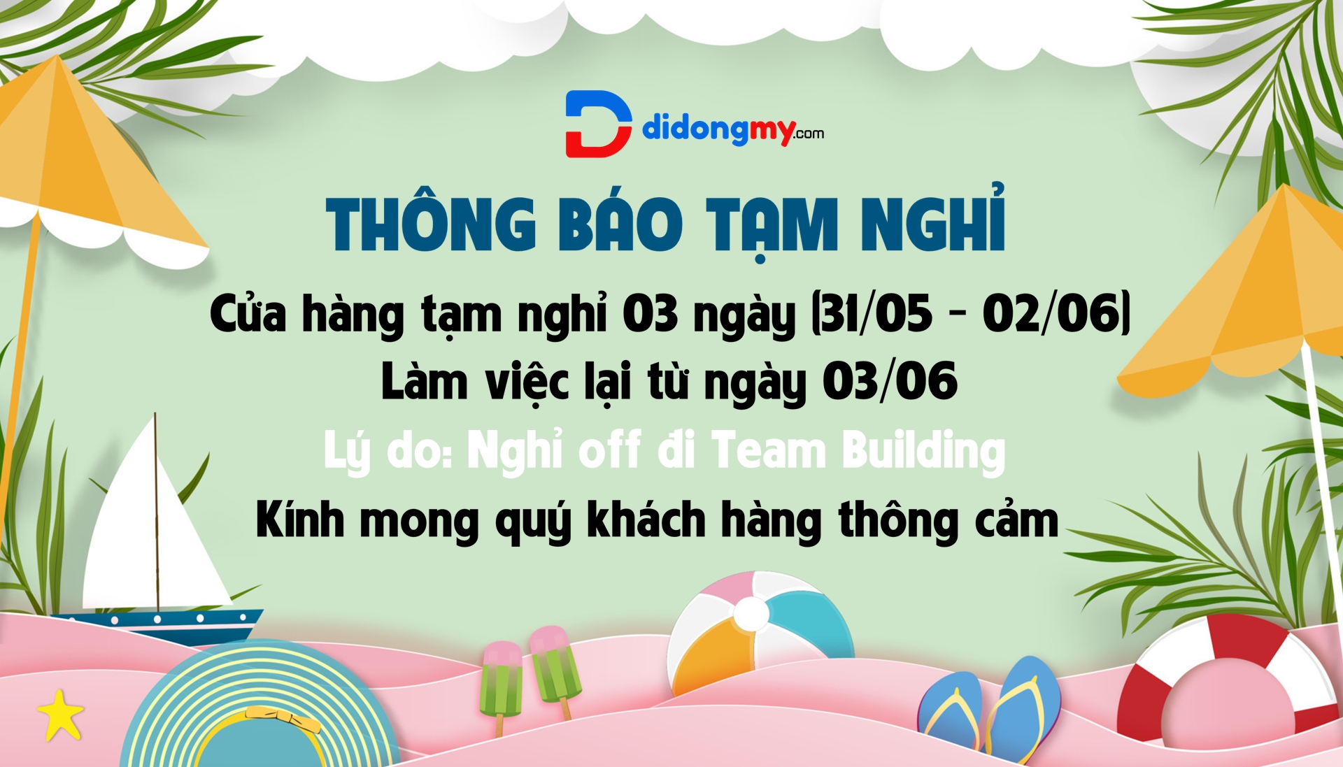 DI ĐỘNG MỸ TẠM NGHĨ 03 NGÀY