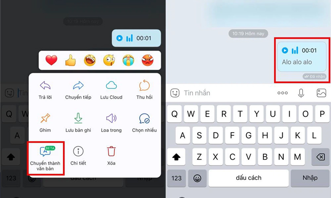 Cách chuyển tin nhắn thoại thành văn bản trên Zalo
