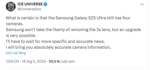 Thông tin camera Galaxy S25 Ultra tiếp tục hé lộ nhiều chi tiết quan trọng