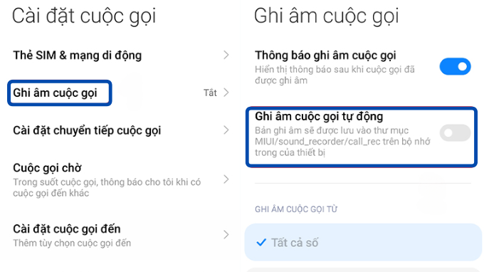 Cách mở ghi âm cuộc gọi trên điện thoại Xiaomi