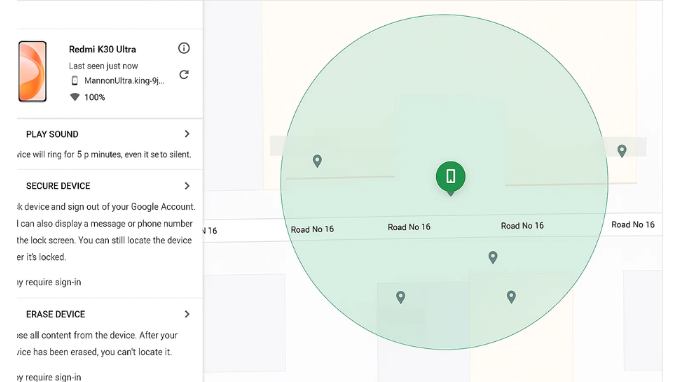 Điện thoại Xiaomi bị mất trên bản đồ