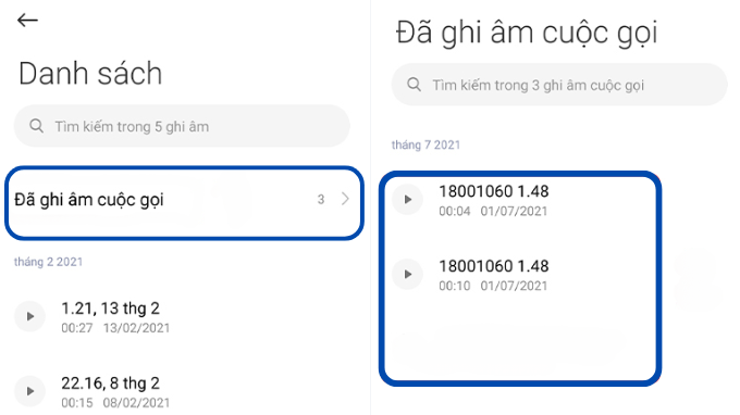 Ghi âm tự động trên điện thoại Xiaomi