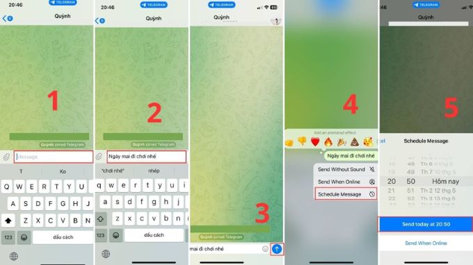 Hướng dẫn cách hẹn giờ gửi tin nhắn Telegram điện thoại 