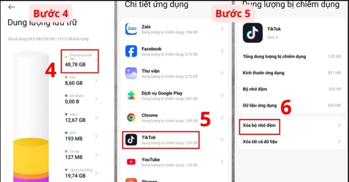 Giải phóng dung lượng Redmi bằng cách Xóa bộ nhớ đệm (Clear Cache) của từng ứng dụng  