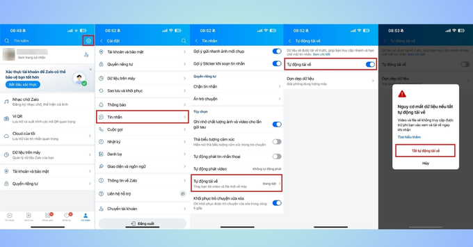 Giải phóng dung lượng Redmi  bằng cách Tắt tính năng tự động lưu ảnh từ Zalo, Messenger
