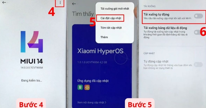 Giải phóng dung lượng Redmi  bằng cách Tắt tính năng tự động tải hệ điều hành Xiaomi mới bước 3 và bước 4