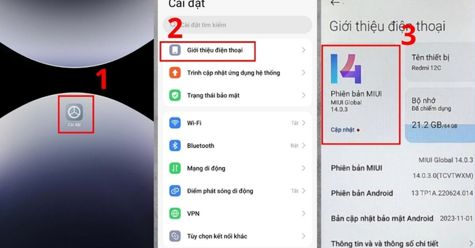 Giải phóng dung lượng Redmi  bằng cách Tắt tính năng tự động tải hệ điều hành Xiaomi mới bước 1 và bước 2