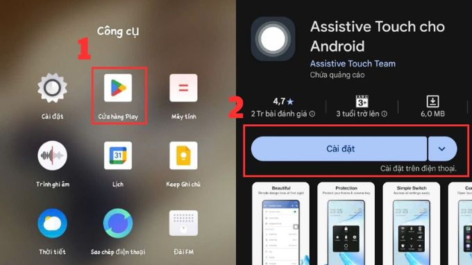 bật nút home ảo trên OPPO bằng ứng dụng Assistive Touch