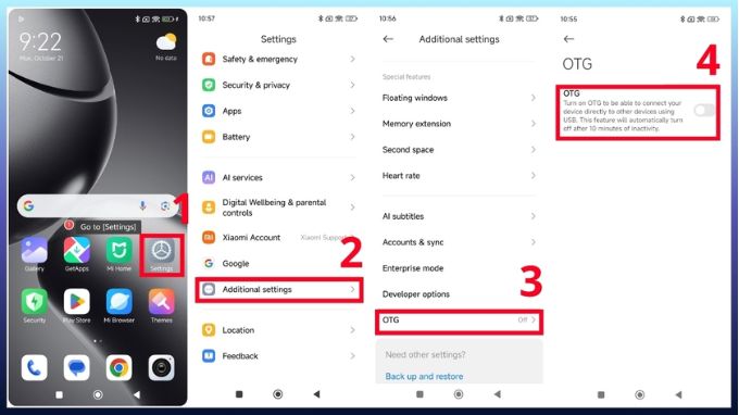 Cách bật OTG trên điện thoại Xiaomi