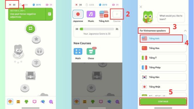 Cách chuyển Duolingo sang tiếng Việt trên điện thoại