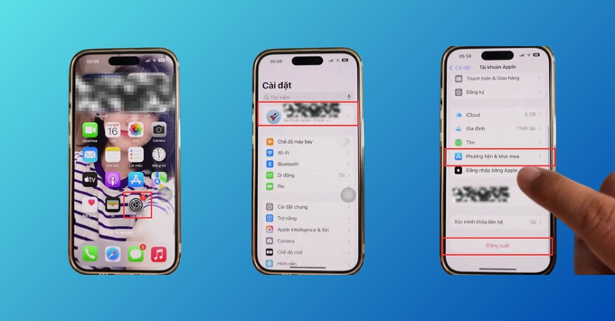 Sửa lỗi App Store bị dính iCloud cũ bằng cách Đăng xuất triệt để tại mục