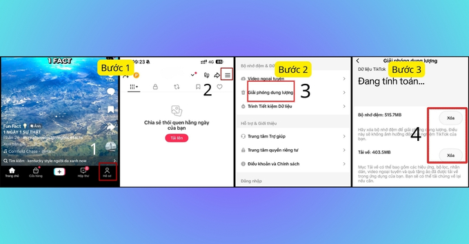 Khắc phục lỗi TikTok không vào được trên điện thoại bằng cách Xóa bộ nhớ đệm (Clear Cache) ngay trên ứng dụng
