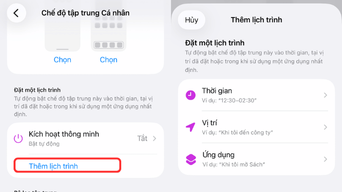 Lên lịch tự động bật Focus Mode iPhone theo giờ