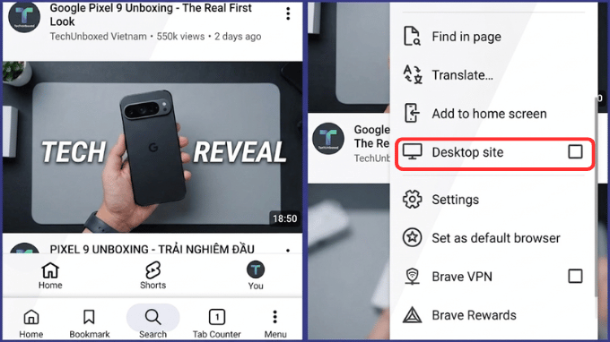 nghe nhạc trên YouTube khi tắt màn hình Xiaomi bằng brave