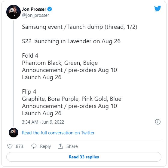 Sự kiện Samsung Galaxy Unpacked 2022 diễn ra vào tháng 8