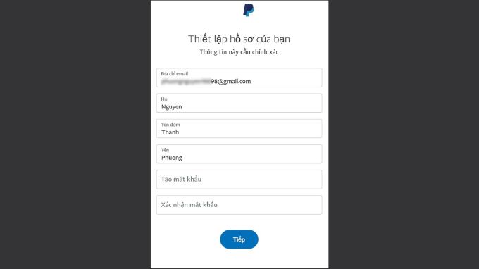 Cách đăng ký, tạo tài khoản PayPal bước 6