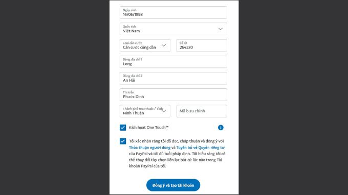 Cách đăng ký, tạo tài khoản PayPal bước 7