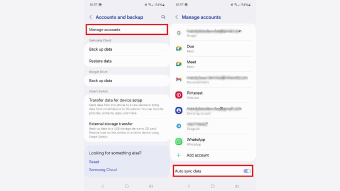 tắt tự động đồng bộ hóa trên Samsung Galaxy A35