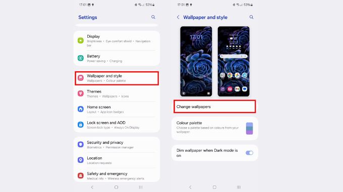 tắt hình nền vô cực trên Samsung Galaxy A35