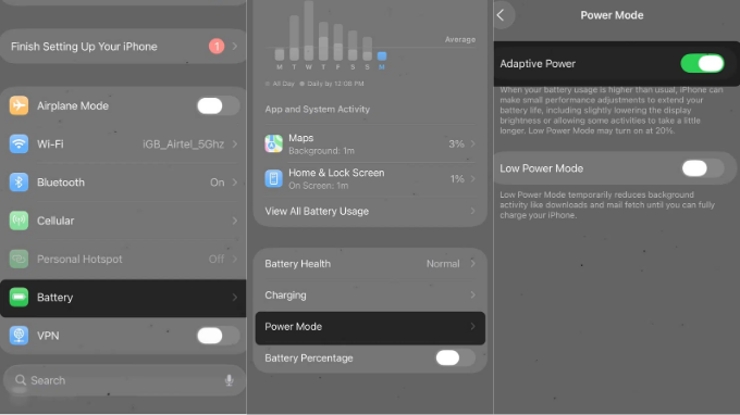 Các bước bật Adaptive Power