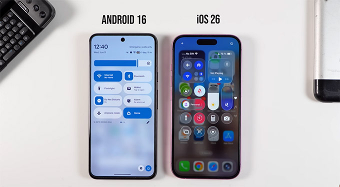 So sánh thiết kế giữa iOS 26 và Android 16