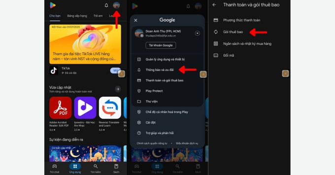 Hủy YouTube Premium qua Google Play