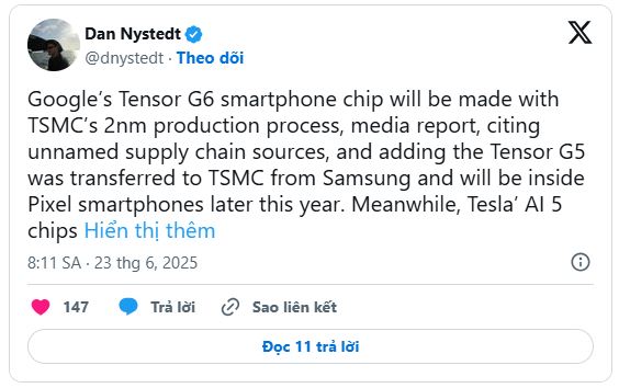 Cải tiến chip Tensor và cuộc đua công nghệ 2nm trên Pixel 11