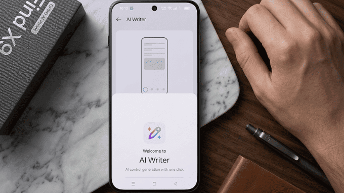 AI Writer Oppo Find X9 Ultra soạn thảo email thông minh 