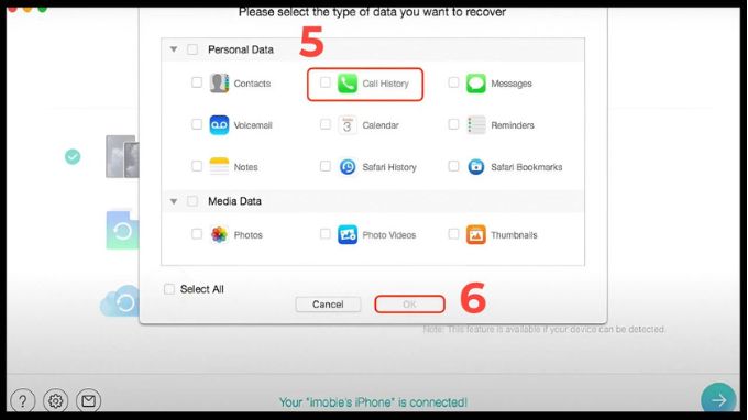 bước 3: khôi phục lịch sử cuộc gọi đã bị xóa trên iPhone bằng Phone Rescue