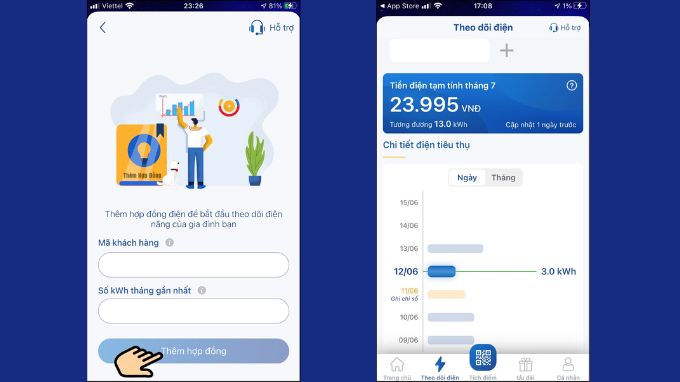 bước 4: Hướng dẫn xem tiền điện hàng ngày với app Epoint EVN