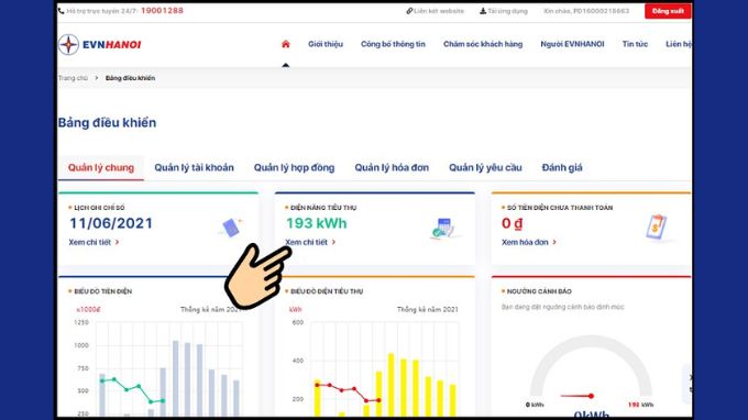 Hướng dẫn xem tiền điện hàng ngày trên trang web EVNHANOI