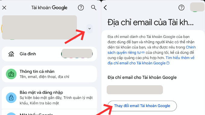 Kiểm tra quyền thay đổi địa chỉ email Google
