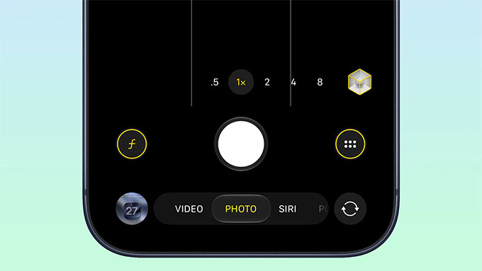 Nút công cụ Camera chuyển vàng khi bật tính năng chỉnh sửa ẩn