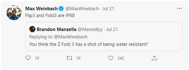 Galaxy Z Fold3 và Galaxy Z Flip3 sẽ được hỗ chuẩn kháng nước IPX8