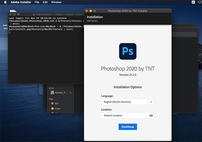 Cách tải Photoshop miễn phí trên máy Mac bước chọn Continue