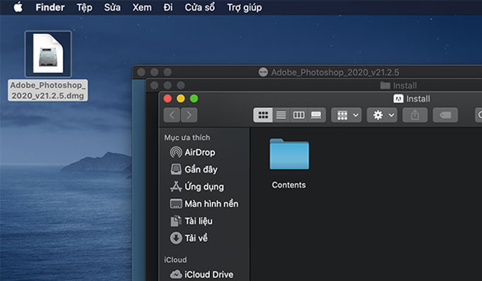 Cách tải Photoshop miễn phí trên máy Mac bước chọn contents