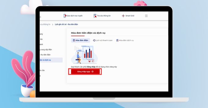 Cách tra cứu hóa đơn tiền điện online bằng website bước chọn đăng nhập
