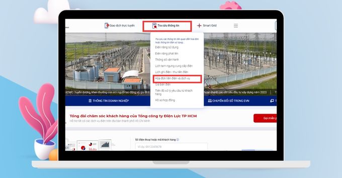 Cách tra cứu hóa đơn tiền điện online bằng website bước chọn tra cứu hóa đơn tiền điện