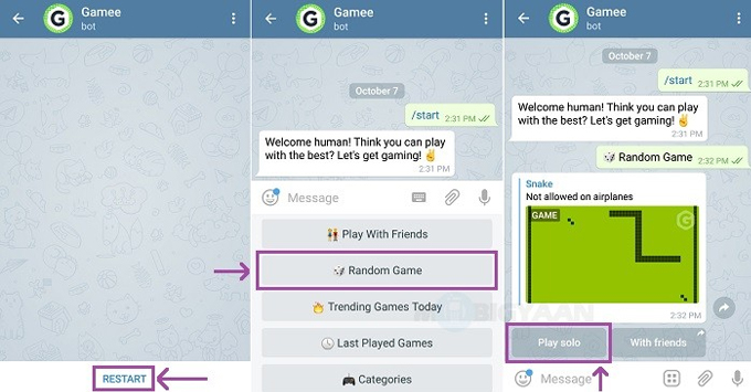 Chơi game trên Telegram bắt đầu chơi game