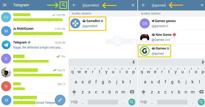 Chơi game trên Telegram tìm kiếm