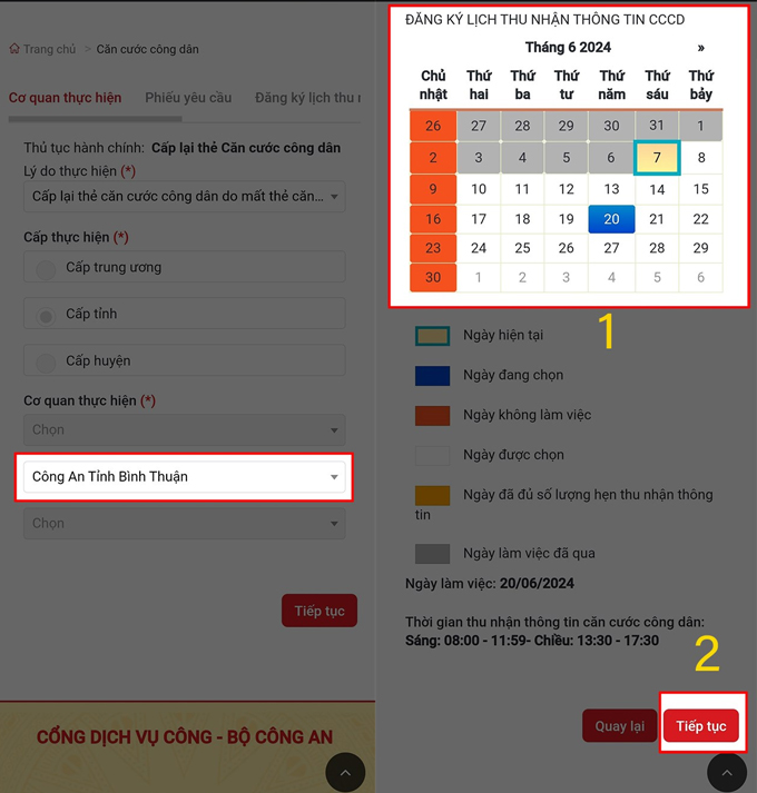Cách đăng ký CCCD online chọn nơi cấp