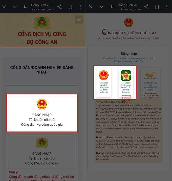 Cách đăng ký CCCD online chọn dịch vụ