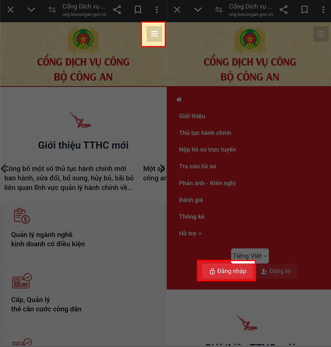 Cách đăng ký CCCD online truy cập website