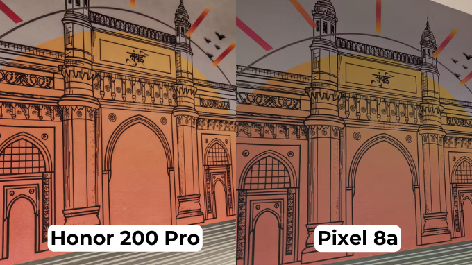 Ảnh chụp bức tranh trên camera Pixel 8a và Honor 200 Pro